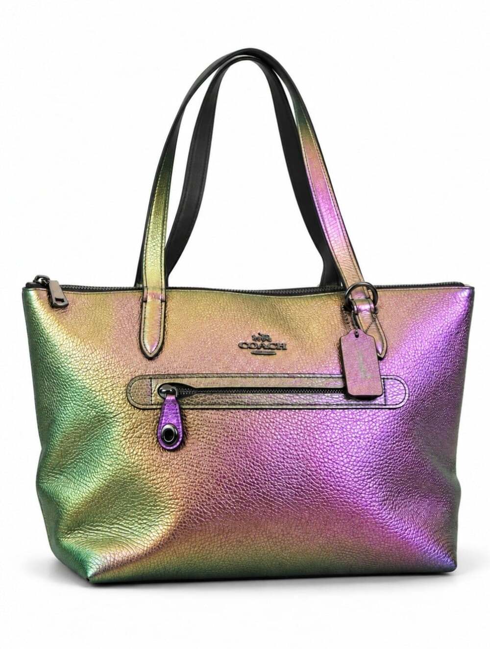 Coach Oil Slick Iridescent Mermaid Pebbled Leather Tote Bag Authentic Rare